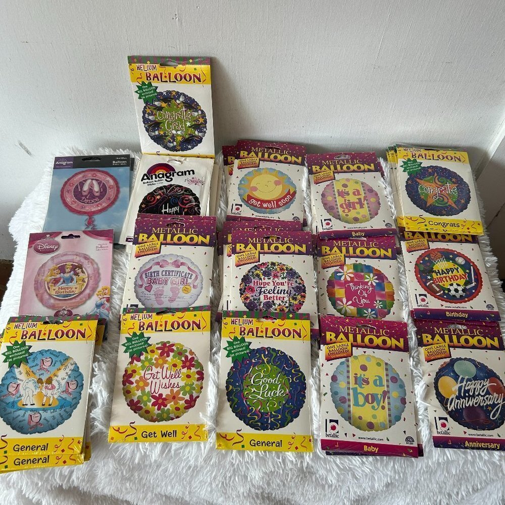 Vintage Helium Balloon Lot (44) Round NEW Deadstock Disney Get Well Birthday
